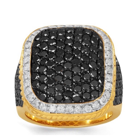 22g gold ring 5.05 CT’s total black diamonds ands1 - Picture 1 of 3